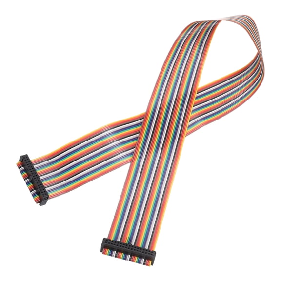 IDC Rainbow Wire Flat Ribbon Cable 2.54mm Pitch 34 Pin Connection Line FC Dual Female Black Connector for DIY Experiment 2 Ft Length 1 Pcs