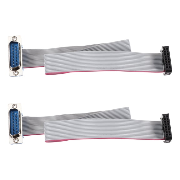 Uxcell IDC Wire Flat Ribbon Cable DB15 Male to FC-16 Female Connector 2.54mm Pitch 30cm Length 2pcs