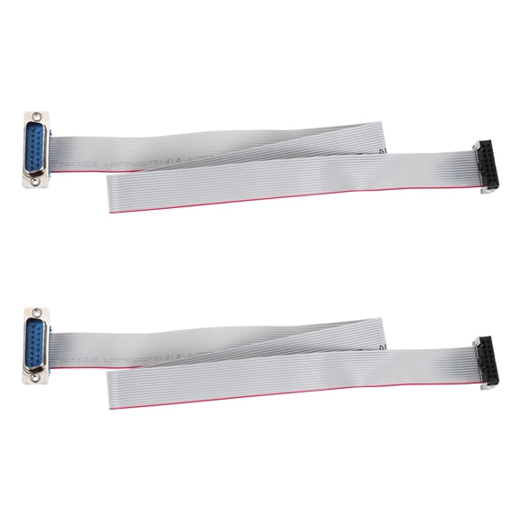 Uxcell IDC Wire Flat Ribbon Cable DB15 Male to FC-16 Female Connector 2.54mm Pitch 50cm Length 4pcs