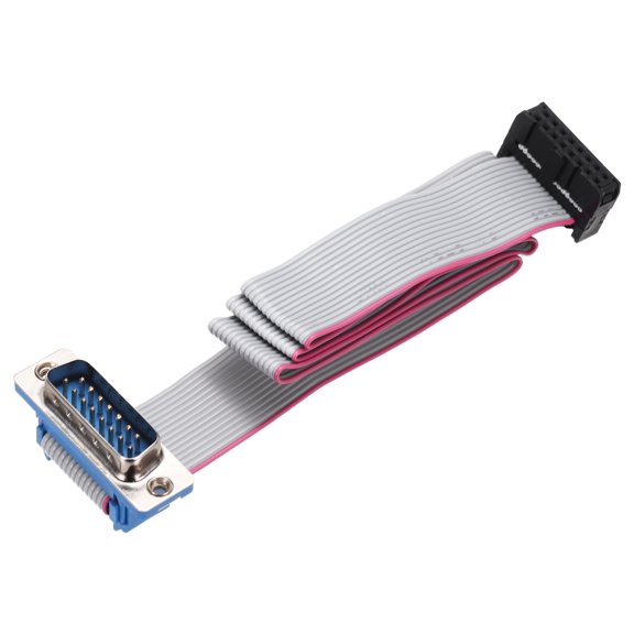 Uxcell IDC Wire Flat Ribbon Cable DB15 Male to FC-16 Female Connector 2.54mm Pitch 50cm Length
