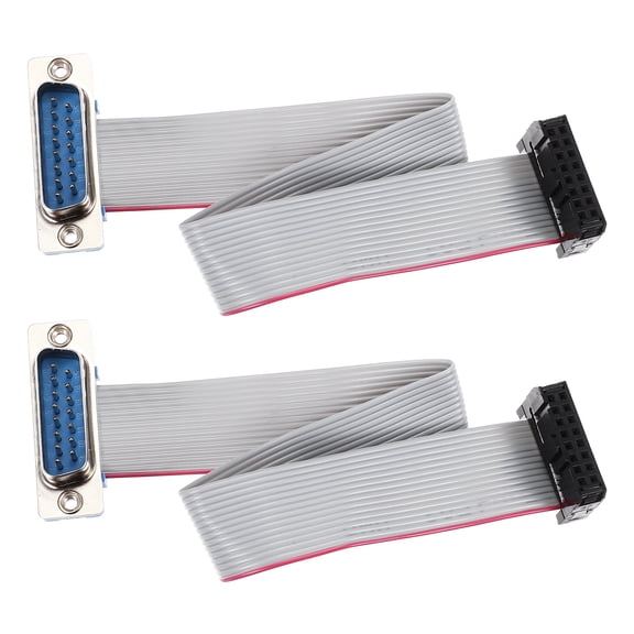 Uxcell IDC Wire Flat Ribbon Cable DB15 Male to FC16 Female Connector 2.54mm Pitch 20cm Length 2pcs