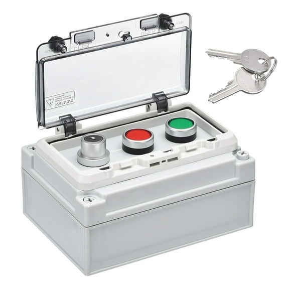 Uxcell IP67 Push Button Box ABS Green Button Lock Button Selector Switch Electrical Communication Fire Equipment