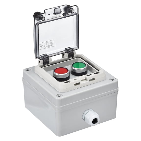 Uxcell IP67 Push Button Box ABS Green Button Red Button for Electrical Communication Fire Equipment
