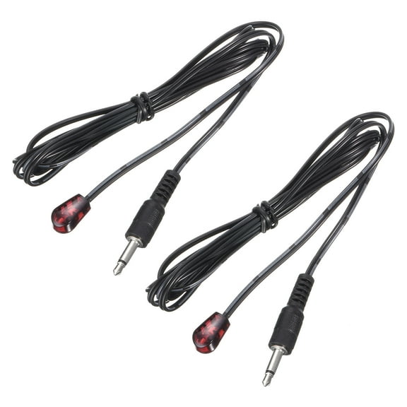 Uxcell IR Infrared Emitter Sensor Receiver,Extension Cable 11.5ft Long 1.5mm Jack Single Black with Red Head Pack of 2