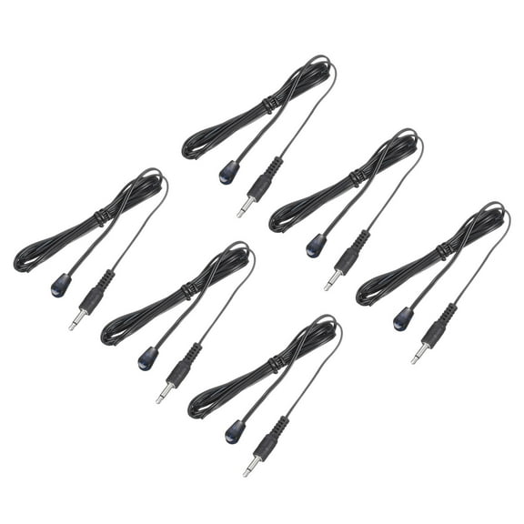 Uxcell IR Infrared Emitter Sensor Receiver,Extension Cable 4.9ft Long 3.5mm Jack Single Black with Blue Head Pack of 6