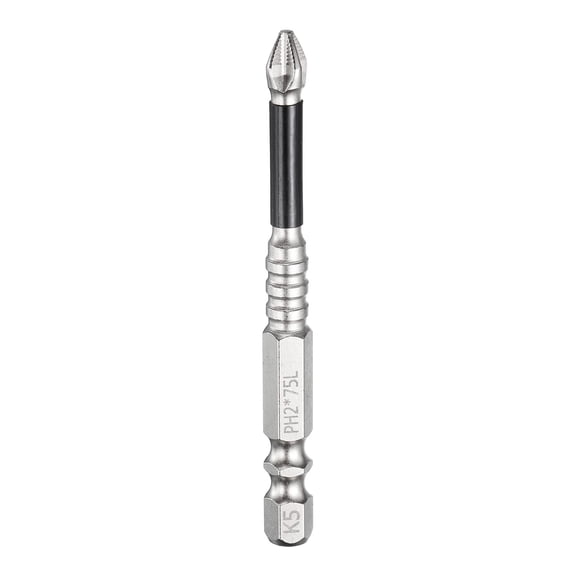 Uxcell Impact Phillips Screwdriver Bit PH2 (#2) Anti Slip Tip 1/4" Hex Shank 3" (75mm) Long Magnetic Cross Screw Driver Industrial Power Drill Bits