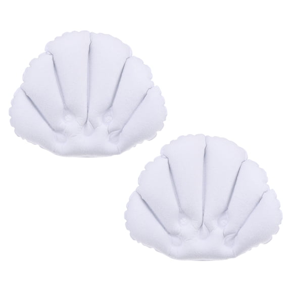 Uxcell Inflatable Bath Pillow with Suction Cups, Terry Cloth Covered Neck Support, White 2 Pack