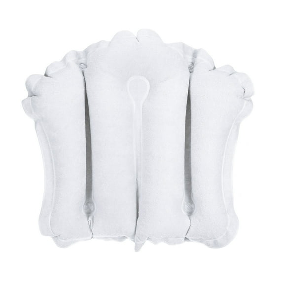 Uxcell Inflatable Bath Pillow with Suction Cups, Terry Cloth Covered Neck Support, White
