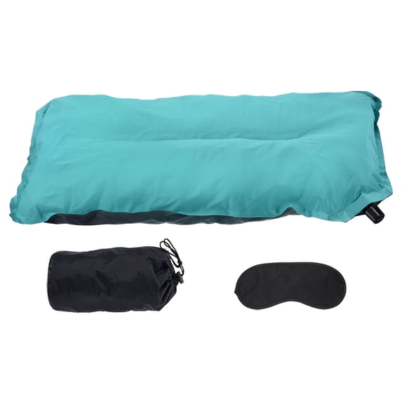 Uxcell Inflatable Pillow, Camping Travel Pillow with Storage Pouch Eye Masking, Blue