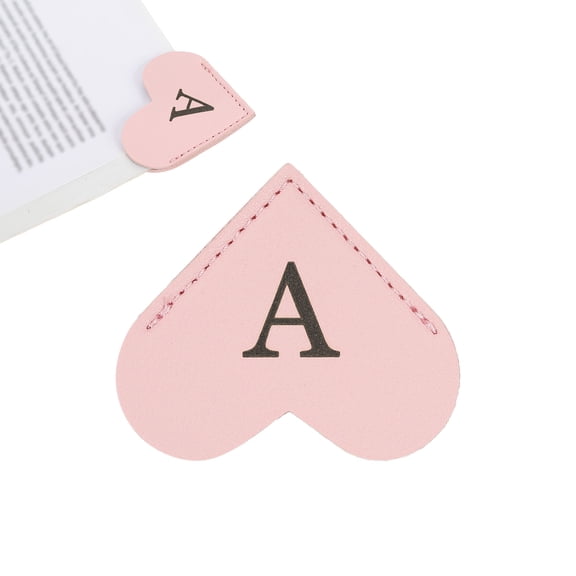 Uxcell Initial A Corner Bookmarks Heart Shape Leather Book Marks Markers Pink