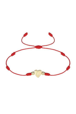 Initial Bracelet, Adjustable Heart Link Letter Y Handmade Rope Braided Bracelet Gold Plated Alphabet Charm Jewelry, Red