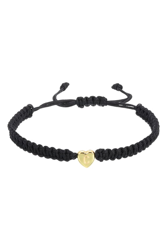 Initial Bracelets for Women & Men, Adjustable Alphabet Letter C Heart Link Braided Handmade Rope Couple Bracelets for His and Her Friendship Birthday Graduation Jewelry Gift