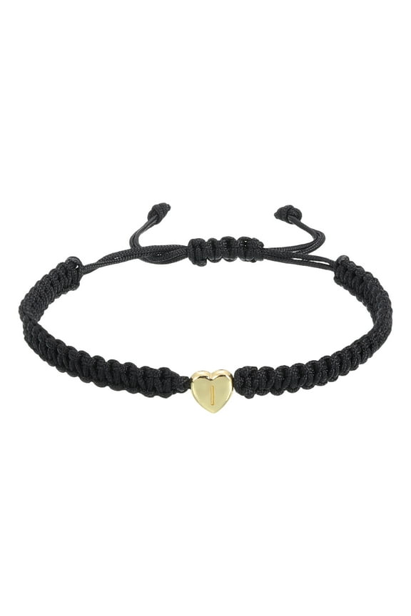 Initial Bracelets for Women & Men, Adjustable Alphabet Letter I Heart Link Braided Handmade Rope Couple Bracelets for His and Her Friendship Birthday Graduation Jewelry Gift