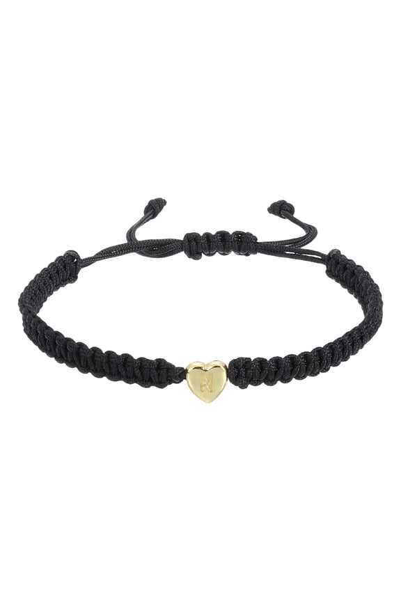 Initial Bracelets for Women & Men, Adjustable Alphabet Letter N Heart Link Braided Handmade Rope Couple Bracelets for His and Her Friendship Birthday Graduation Jewelry Gift