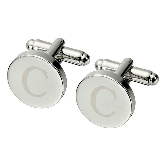 Uxcell Initial Cufflinks, Classic Alphabet Letter C Copper Round Men Cuff Links 26 Letters A-Z for Men Father Husband Weddings Gift Business Birthday, Silver