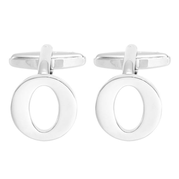 Uxcell Initial Cufflinks Classic Alphabet Letter O Copper Men Cuff Links 26 Letters A-Z with Box Silver Tone