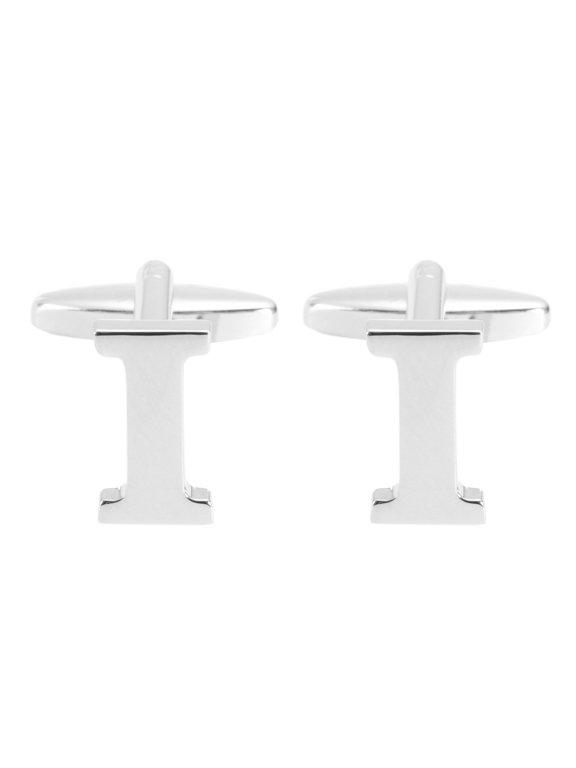 Initial Cufflinks Classic Alphabet Letter I Copper Men Cuff Links 26 Letters A-Z with Box Silver Tone