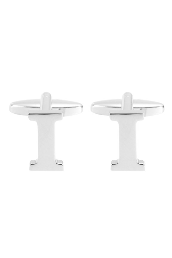 Initial Cufflinks Classic Alphabet Letter I Copper Men Cuff Links 26 Letters A-Z with Box Silver Tone