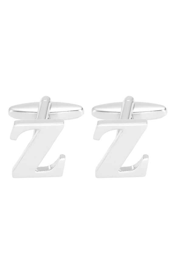 Initial Cufflinks Classic Alphabet Letter Z Copper Men Cuff Links 26 Letters A-Z with Box Silver Tone