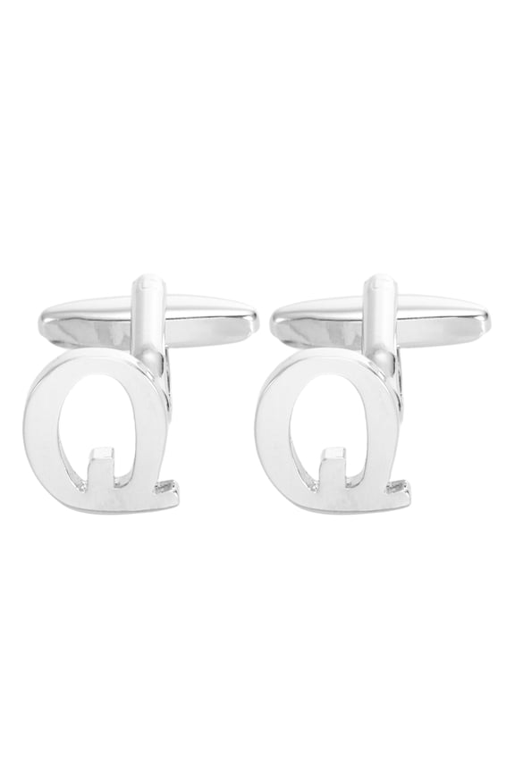 Initial Cufflinks Classic Alphabet Letter Q Copper Men Cuff Links 26 Letters A-Z with Box Silver Tone