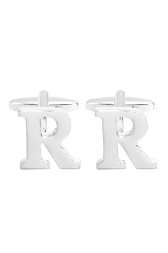 Initial Cufflinks Classic Alphabet Letter R Copper Men Cuff Links 26 Letters A-Z with Box Silver Tone