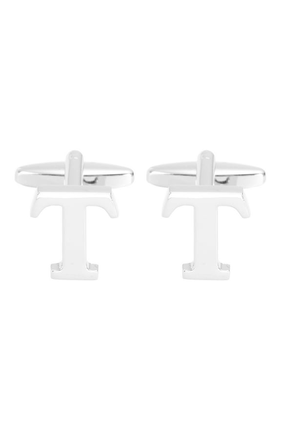 Initial Cufflinks Classic Alphabet Letter t Copper Men Cuff Links 26 Letters A-Z with Box Silver Tone