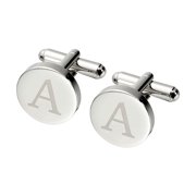 Uxcell Initial Cufflinks, Classic Alphabet Letter A Copper Round Men Cuff Links 26 Letters A-Z for Men Father Husband Weddings Gift Business Birthday, Silver