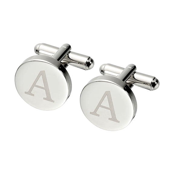 Uxcell Initial Cufflinks, Classic Alphabet Letter A Copper Round Men Cuff Links 26 Letters A-Z for Men Father Husband Weddings Gift Business Birthday, Silver