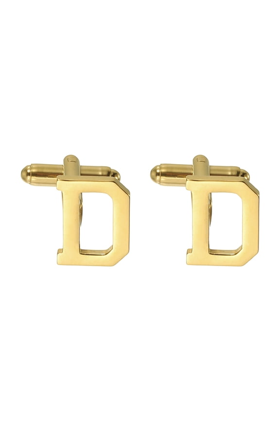 Initial Cufflinks, Classic Alphabet Letter D Stainless Steel Men Cuff Links 26 Letters A-Z with Box for Men Father Husband Weddings Gift Business Birthday, Gold Tone