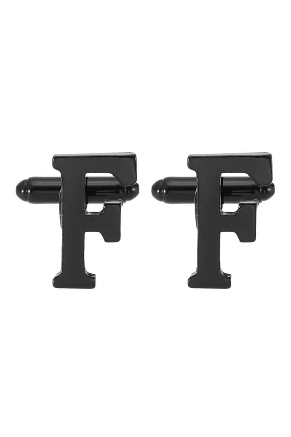Initial Cufflinks, Classic Alphabet Letter F Men Cuff Links 26 Letters A-Z with Gift Box for Men Father Husband Weddings Gift Business Birthday Party, Black