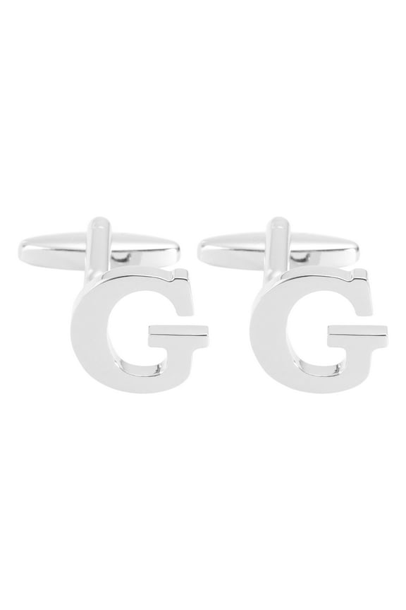 Initial Cufflinks, Classic Alphabet Letter G Copper Men Cuff Links 26 Letters A-Z with Box for Men Father Husband Weddings Gift Business Birthday Party, Silver Tone