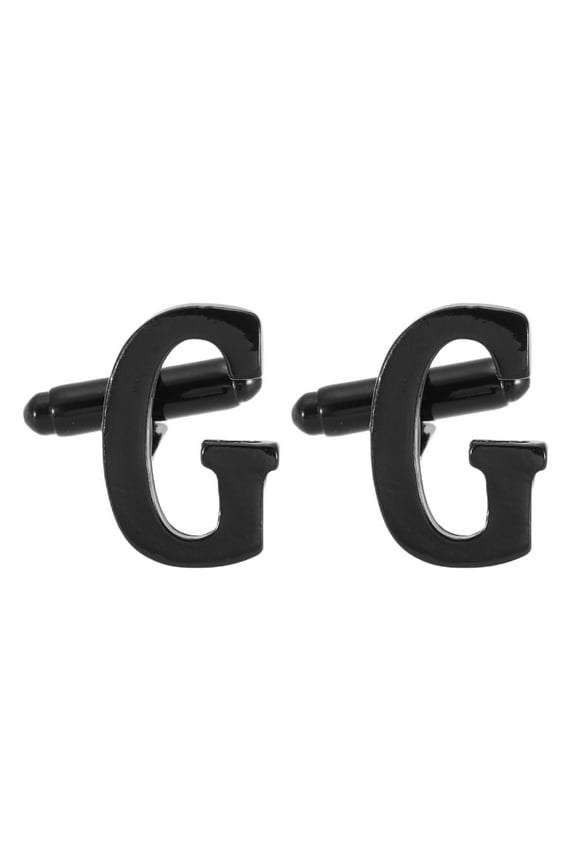 Initial Cufflinks, Classic Alphabet Letter G Men Cuff Links 26 Letters A-Z with Gift Box for Men Father Husband Weddings Gift Business Birthday Party, Black