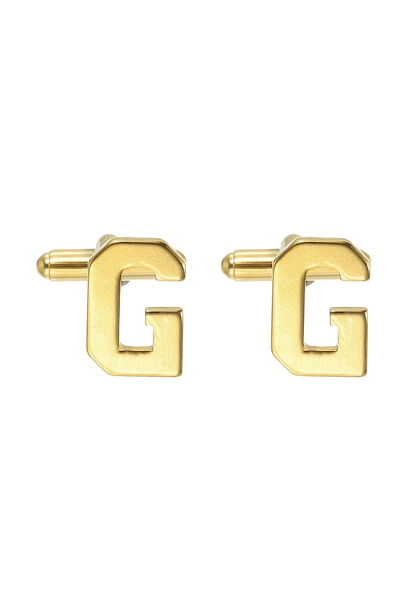 Initial Cufflinks, Classic Alphabet Letter G Stainless Steel Men Cuff Links 26 Letters A-Z with Box for Men Father Husband Weddings Gift Business Birthday, Gold Tone