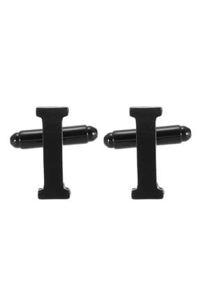 Initial Cufflinks, Classic Alphabet Letter I Men Cuff Links 26 Letters A-Z with Gift Box for Men Father Husband Weddings Gift Business Birthday Party, Black