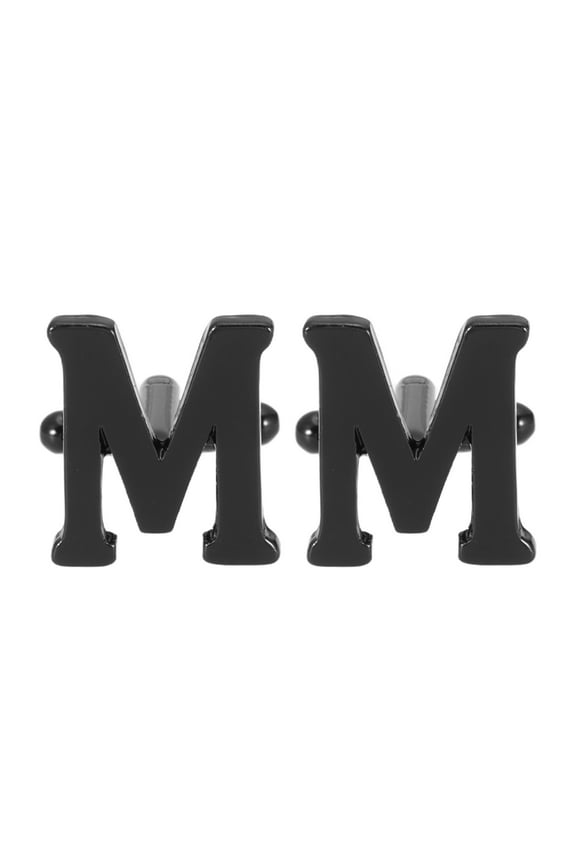 Initial Cufflinks, Classic Alphabet Letter M Men Cuff Links 26 Letters A-Z with Gift Box for Men Father Husband Weddings Gift Business Birthday Party, Black