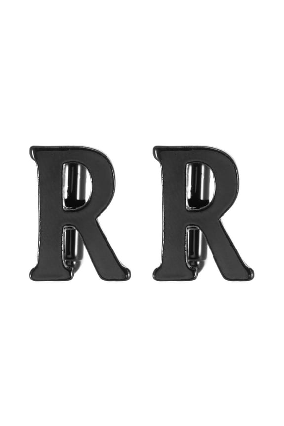 Initial Cufflinks, Classic Alphabet Letter R Men Cuff Links 26 Letters A-Z with Gift Box for Men Father Husband Weddings Gift Business Birthday Party, Black