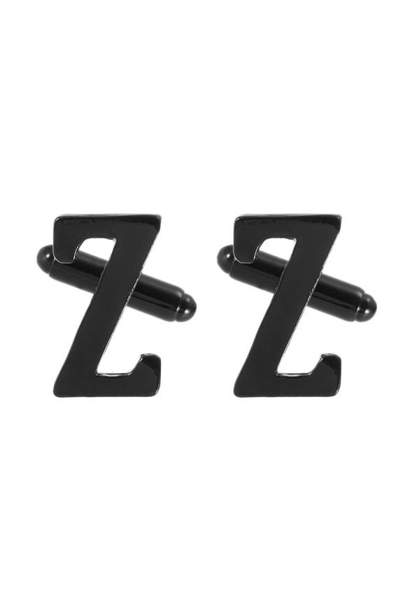 Initial Cufflinks, Classic Alphabet Letter Z Men Cuff Links 26 Letters A-Z with Gift Box for Men Father Husband Weddings Gift Business Birthday Party, Black