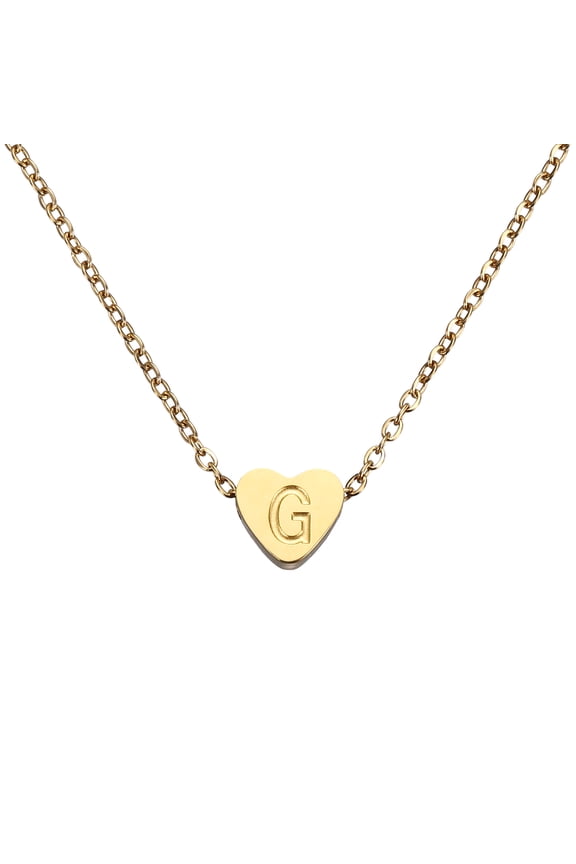 Initial Heart Necklace for Women, 18K Gold Plated Stainless Steel Chain Dainty Personalized Name Letter G Pendant Necklaces for Woman Jewelry Gifts, Gold Tone