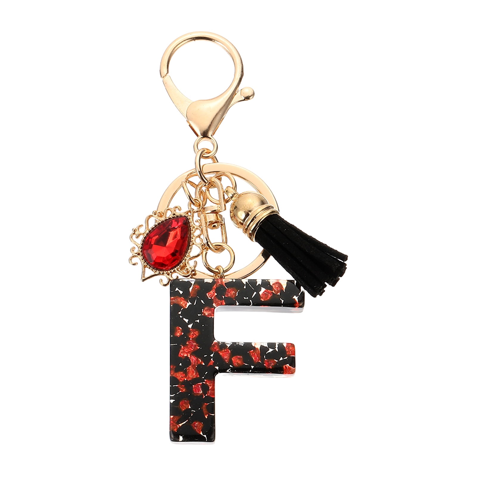 Uxcell Initial Letter F Keychains, Resin Alphabet Key Ring with Tassel ...