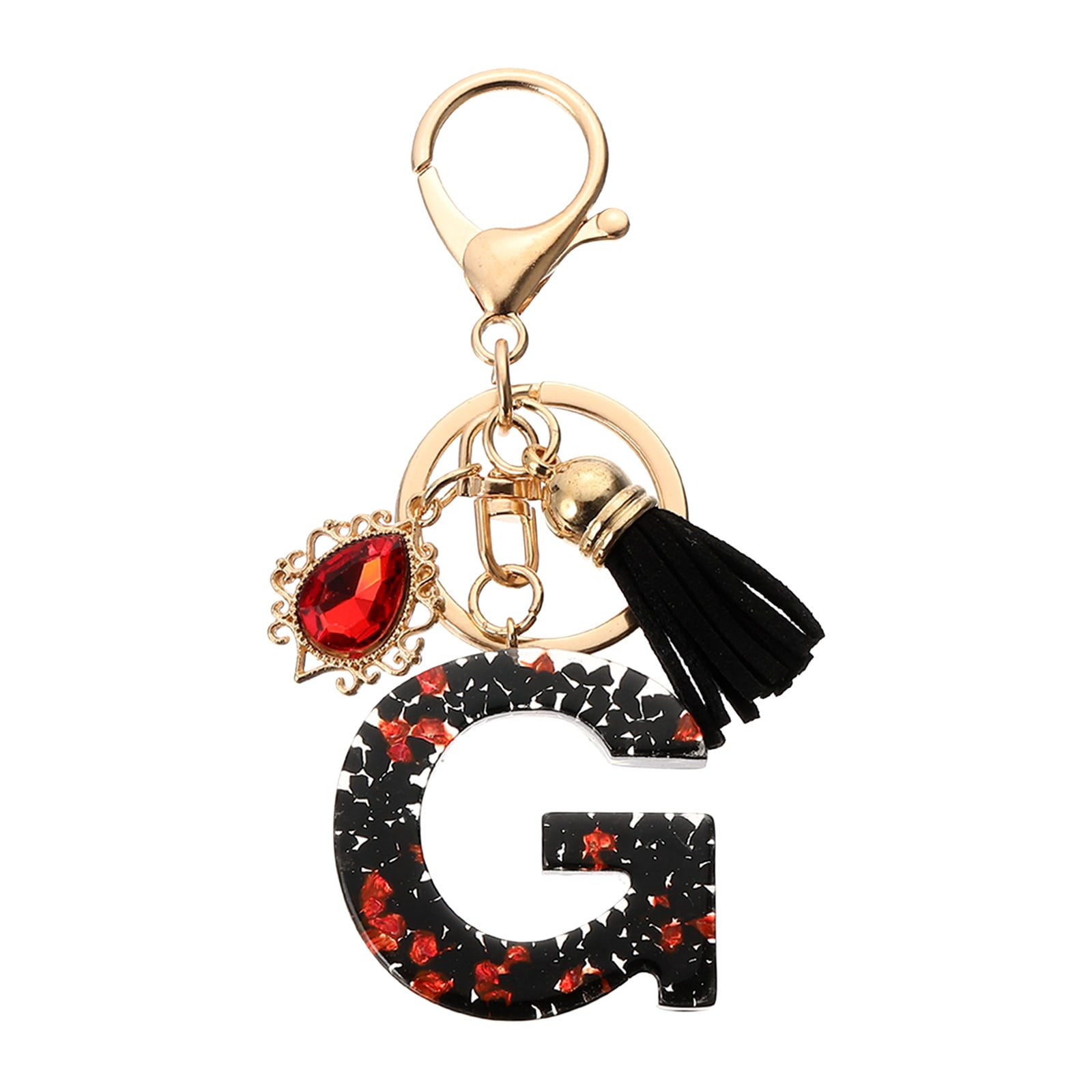 Uxcell Initial Letter G Keychains, Resin Alphabet Key Ring with Tassel ...