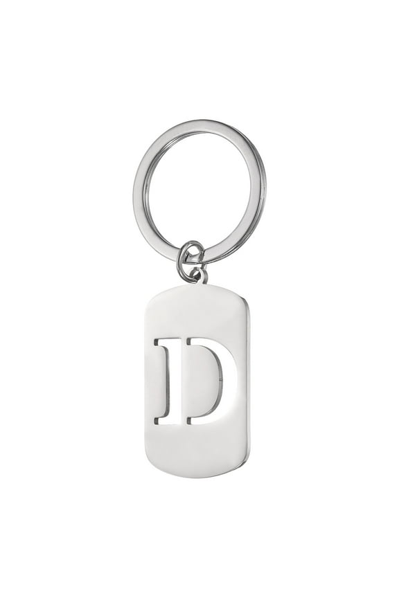 Initial Letter Key Chain, A-Z KeyChain DIY Pendant Key Ring for Keys Purse Party Gifts, Silver (Letter D)