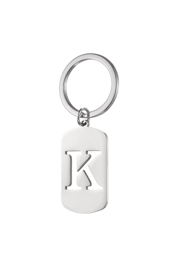 Initial Letter Key Chain, A-Z KeyChain DIY Pendant Key Ring for Keys Purse Party Gifts, Silver (Letter K)