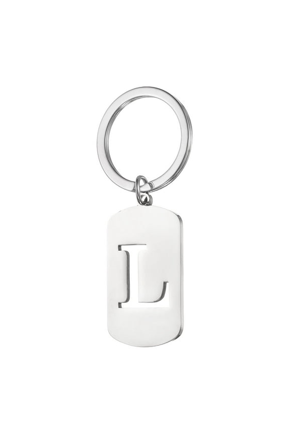 Initial Letter Key Chain, A-Z KeyChain DIY Pendant Key Ring for Keys Purse Party Gifts, Silver (Letter L)