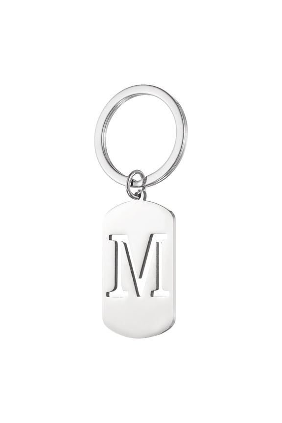 Initial Letter Key Chain, A-Z KeyChain DIY Pendant Key Ring for Keys Purse Party Gifts, Silver (Letter M)