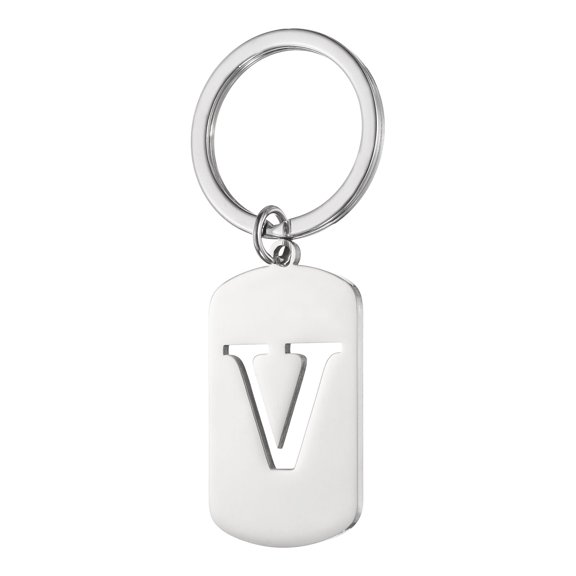 Uxcell Initial Letter Key Chain, A-Z KeyChain DIY Pendant Key Ring for Keys Purse Party Gifts, Silver (Letter V)