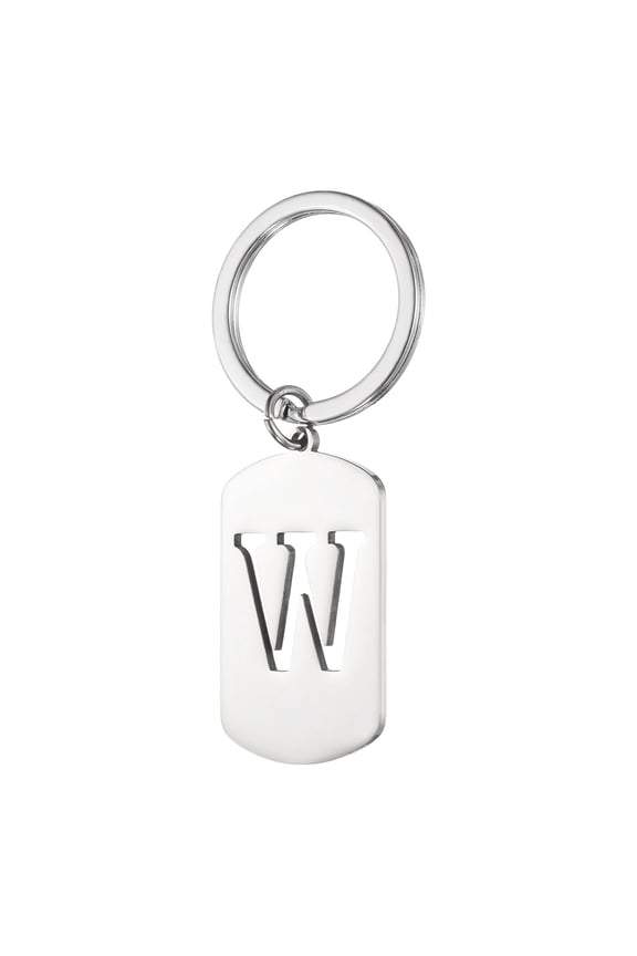 Initial Letter Key Chain, A-Z KeyChain DIY Pendant Key Ring for Keys Purse Party Gifts, Silver (Letter W)