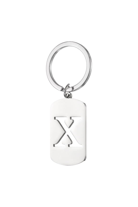 Initial Letter Key Chain, A-Z KeyChain DIY Pendant Key Ring for Keys Purse Party Gifts, Silver (Letter X)