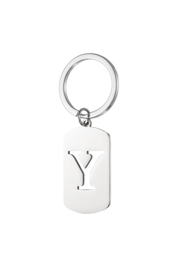 Initial Letter Key Chain, A-Z KeyChain DIY Pendant Key Ring for Keys Purse Party Gifts, Silver (Letter Y)
