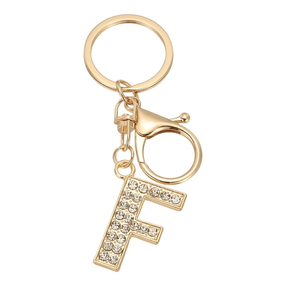 Uxcell Initial Letter Key Chain A-Z Keychain Initials Keyring Cute Metal Crystal Alphabet Keyring for Keys F