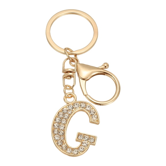 Uxcell Initial Letter Key Chain A-Z Keychain Initials Keyring Cute Metal Crystal Alphabet Keyring for Keys G